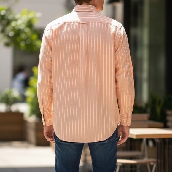 Ralph Lauren Men's Peach Striped Button Down Shirt - Picture 4 of 7